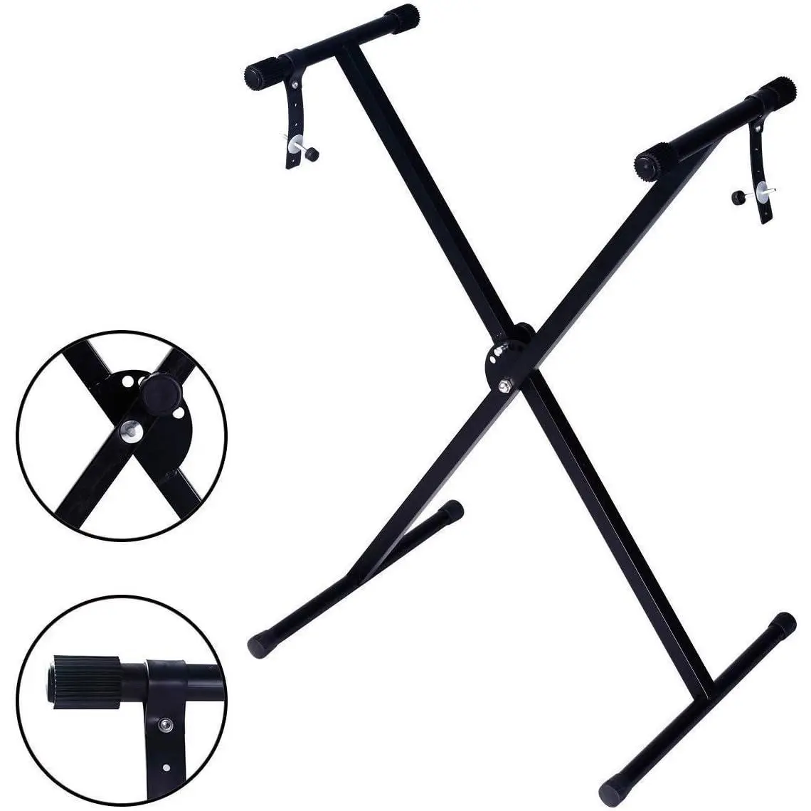 Glarry Convenient Compact Metal Material Keyboard Stand for Electric Music Keyboards, Adjustable 17"-37" Portable Standard Rack (18.11x12.6x39.37in) for Church Use