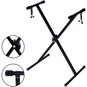 Glarry Adjustable Metal Music Keyboard Electric Piano X Stand Standard Rack