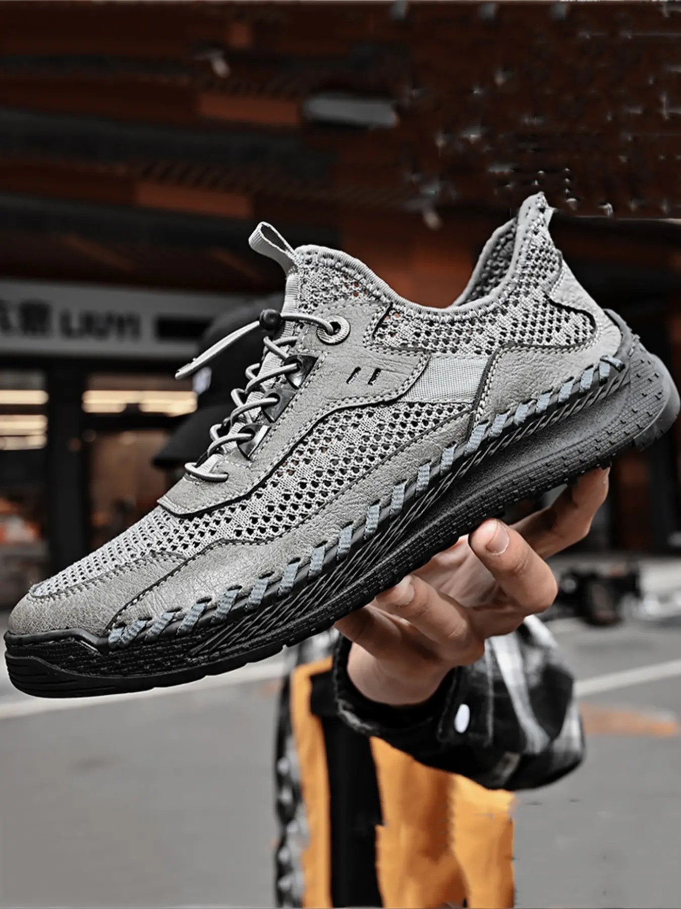 Men's Handmade Mesh Sandals, Breathable Flyknit Slip-On Design, Comfortable Non-Slip Rubber Sole, Perfect for Summer Casual Wear