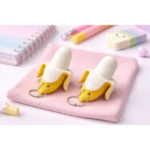 Banana Fidget Clicker Keychain – Cute Stress Relief Toy, 3D Printed Keyboard Clicker, Portable Anxiety Fidget