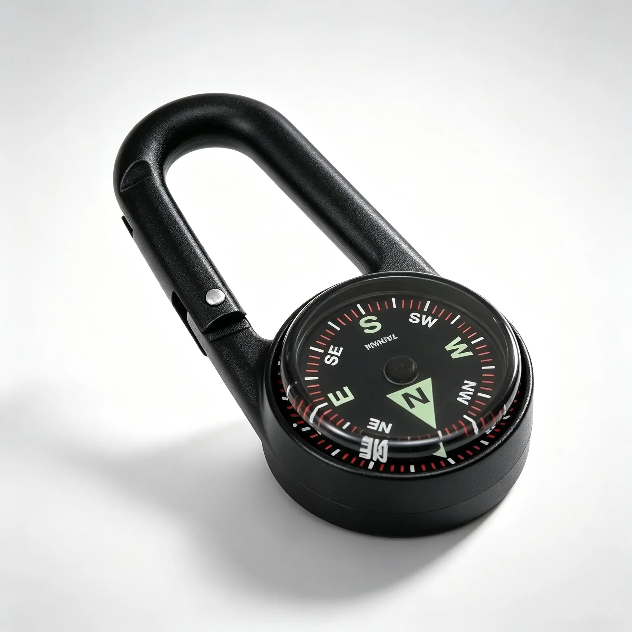 Mini Carabiner Compass - Liquid-Filled Aluminum Pocket Compass with Luminescent Markings, Lightweight Portable Navigation Tool for Hiking, Camping