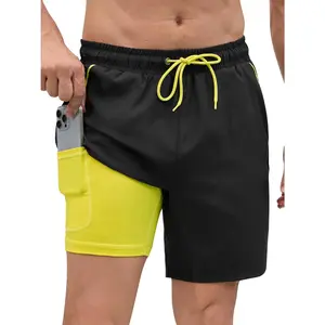 Mens Swim Trunks with Zip Pockets Quick Dry Compression Lined Summer Beach Swim Shorts Bathing Suit for Men