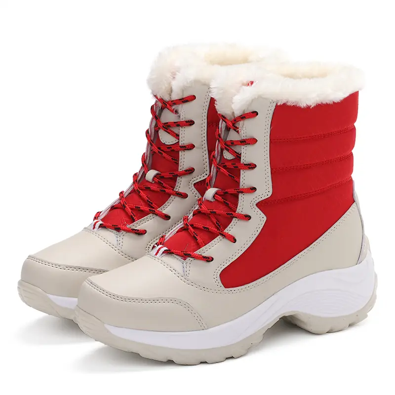 Women’s winter outdoor snow boots – waterproof, non-slip, thick, high-top cotton mid-calf boots