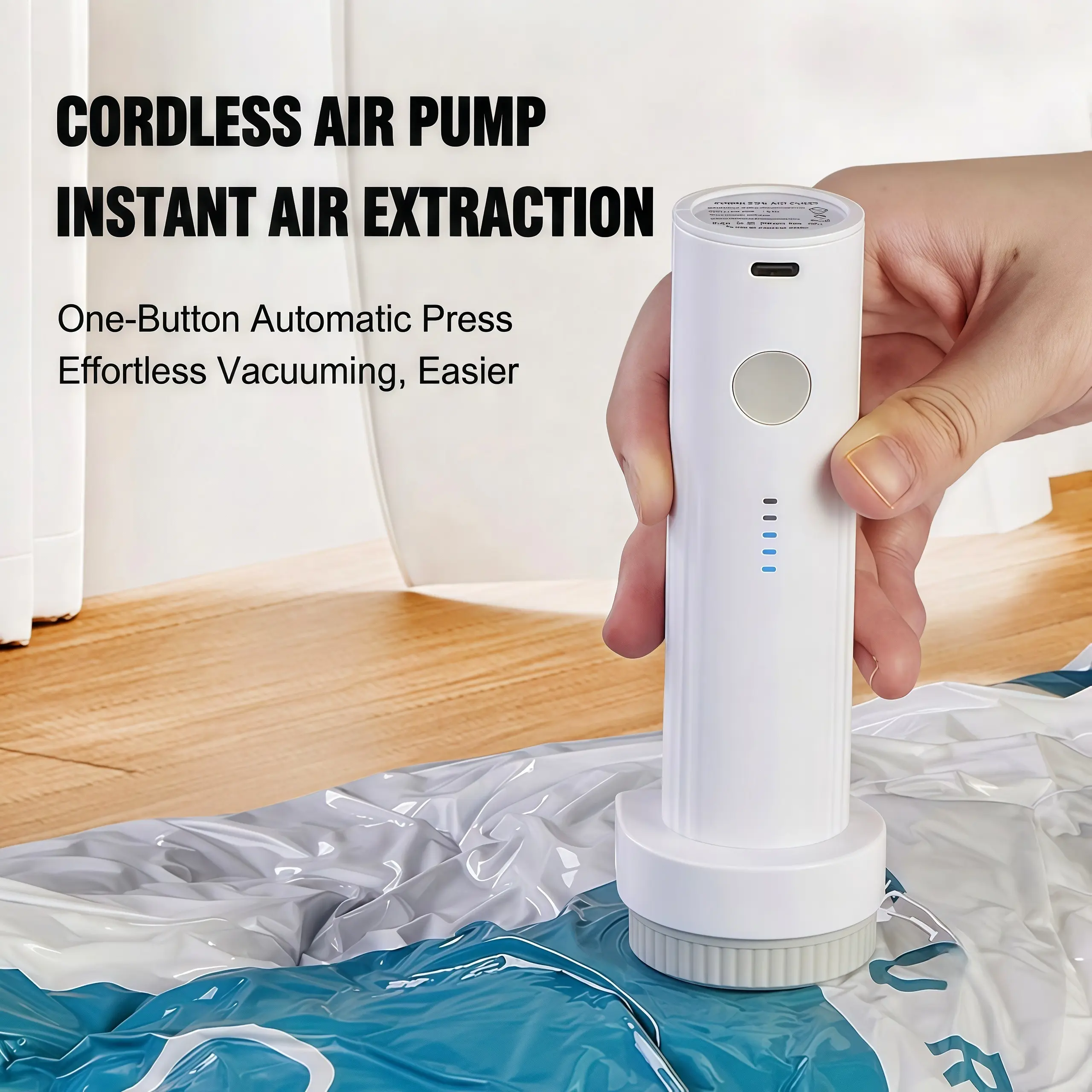 Vacease Cordless Travel Vacuum Bag Set with Rechargeable Air Pump，15-Pack Space Saving Storage Bags, Airtight Resealing Sealed Organizers for Luggage, Sturdy Lightweight Clothes Storage Solution, Vacuum Bags For Travel
