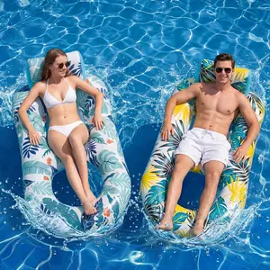 2 Pack Pool Floats Adult Heavy Duty-Adult Pool Float Lounger with Cup Holders, Backrest & Footrest Pool Lounge Float Pool Floaties Rafts for Beach Lake Party for Gifts for Women(Pink, Blue)