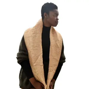 Stylish, Thin Golden shimmer, Crinkle Taffeta Infinity Scarf