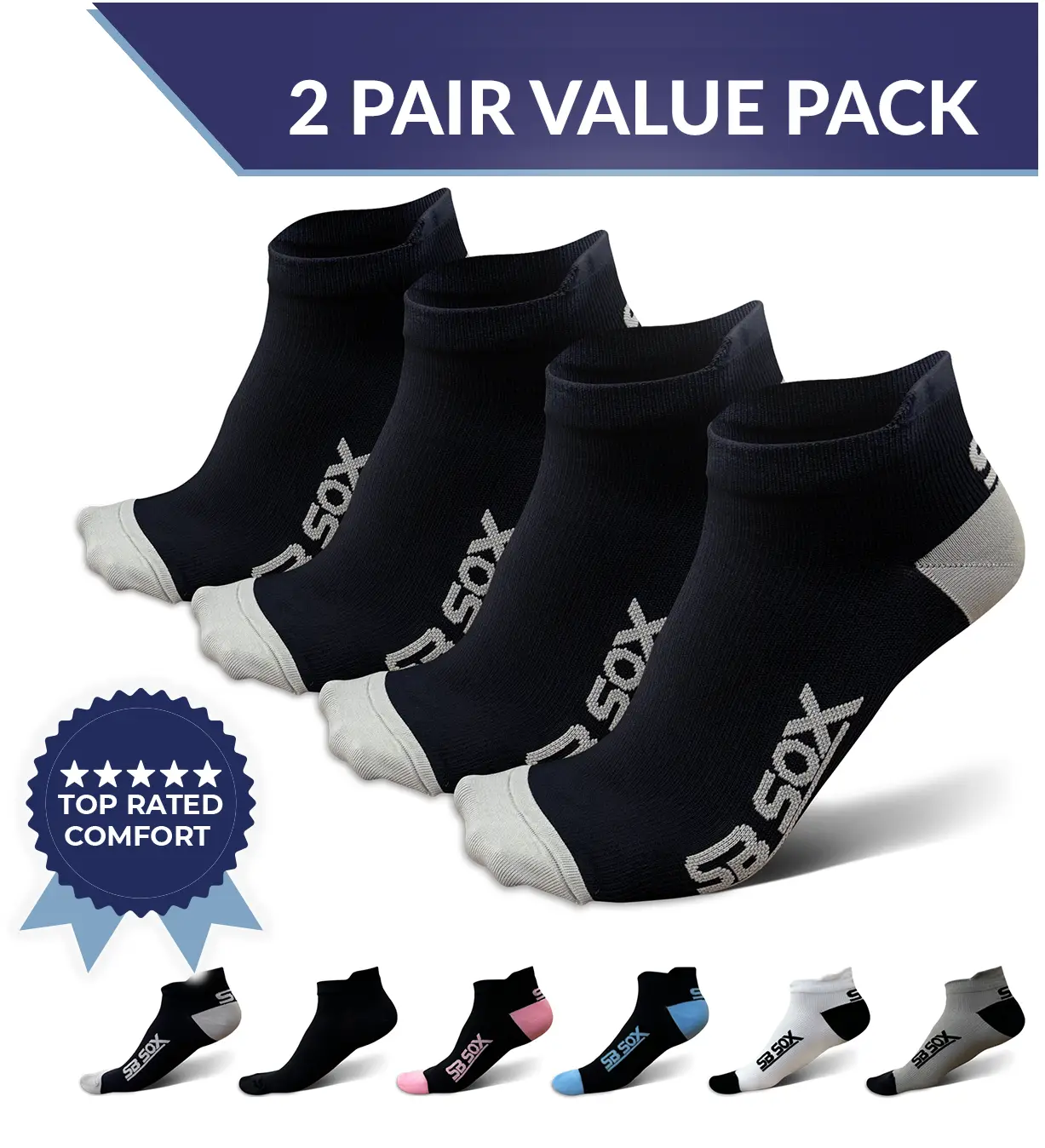 SB SOX 2-Pair Lowcut Running Socks for Men & Women - Best Socks for All Day Wear, Athletic, & Travel