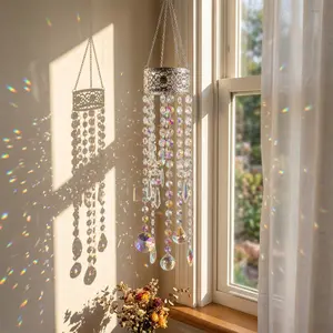Crystal Sun Catcher with Silver flower Crown – Rainbow Maker Prism Decor, Handmade Sparkly Wind Chime for Indoor Windows, Durable Gift for Home Garden Wedding Blessings glass suncatcher wall art great gardening unique large memorial wind chime tiktokshops