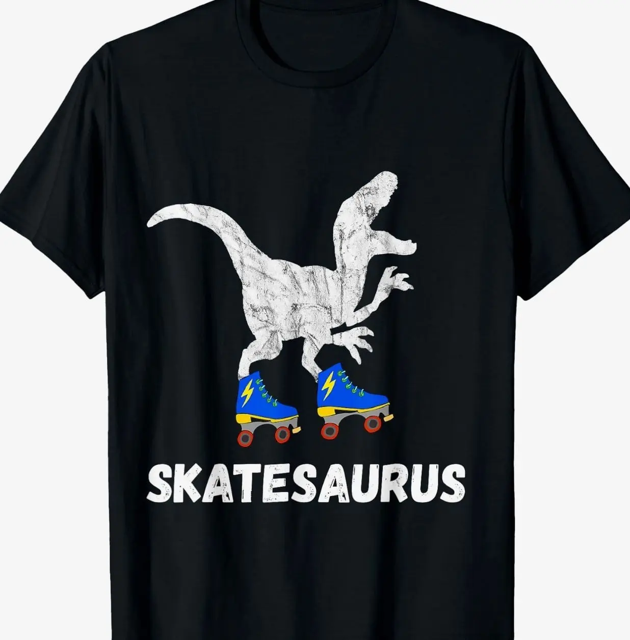T-Rex Roller Skating T-Shirt, Funny Dinosaur Skater Tee, Retro Rink Shirt B