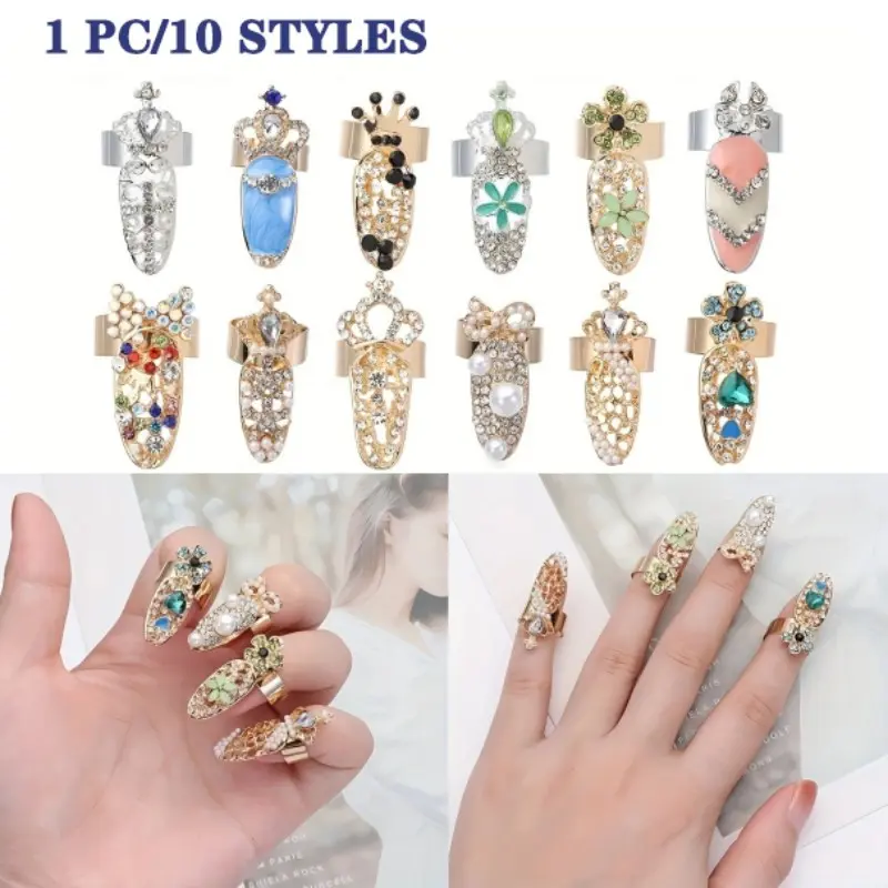 Fashion Simple Ring, Unique Open Diamond Nail Tip Tail Ring Joint Ring, Stylish Accessory for Women, Trendy Jewelry for Daily Wear, Exquisite Trendy Ring, Decorated Ring