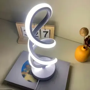 Modern Spiral Table Lamp with USB Port & Touch Control Dimmable RGB - 7-Color RGB Bulb, 10 Light Modes, Corded Plug-in Suitable for Nightstand, Bedside, Living Room, Ideal Gift for Decor (USB, Plastic Housing)
