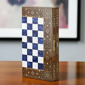 Custom Backgammon Board Birthday Gift Man , Decorative Backgammon Board with Chess Pieces, Double Sided Board Game for Son, Gift for Dad