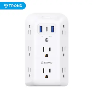 TROND Outlet Extender Surge Protector, 8 AC Outlets with 3 USB Ports (1 USB C), 1440J Electrical Plug Multiplier, Multi Plug with On/Off, 3-Way Multi-Wall Extension Adapter for Home School Office