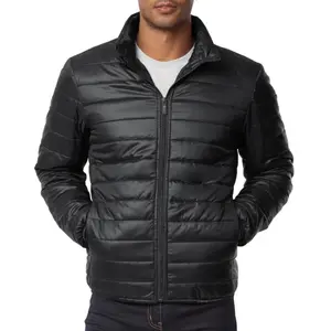 Men��s Down Puffer Jacket with Zipper Pockets Elastic Cuffs S-3XL Full Zip Up Long Sleeve Solid Running Warm Winter Coat Outwear Outdoor Menswear Shell