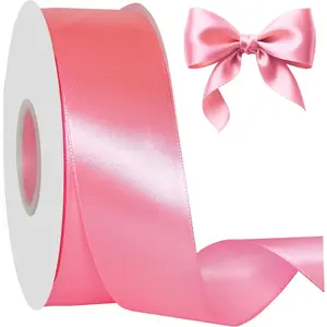 60 Yards x 1-1/2 Inch Pink Ribbon: Pink Satin Ribbon for  Wrapping Wedding & Mother's Day Flower Bouquet Packaging, Bows Making, Crafts, Floral, Hair Accessories and Invitation Decorations