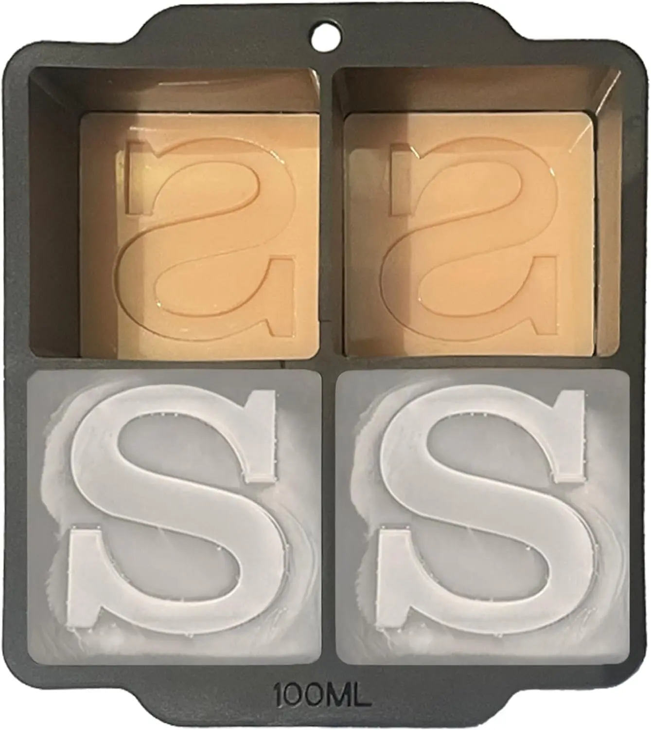 Monogrammed Ice Cubes Mold with Lid, 2 inch Whiskey Ice Cube Tray, Personalized Initials Silicone Cocktail Ice Cube Mold, Wedding Monogram, Thank You Gift, Gifts for Dad (Letter S)