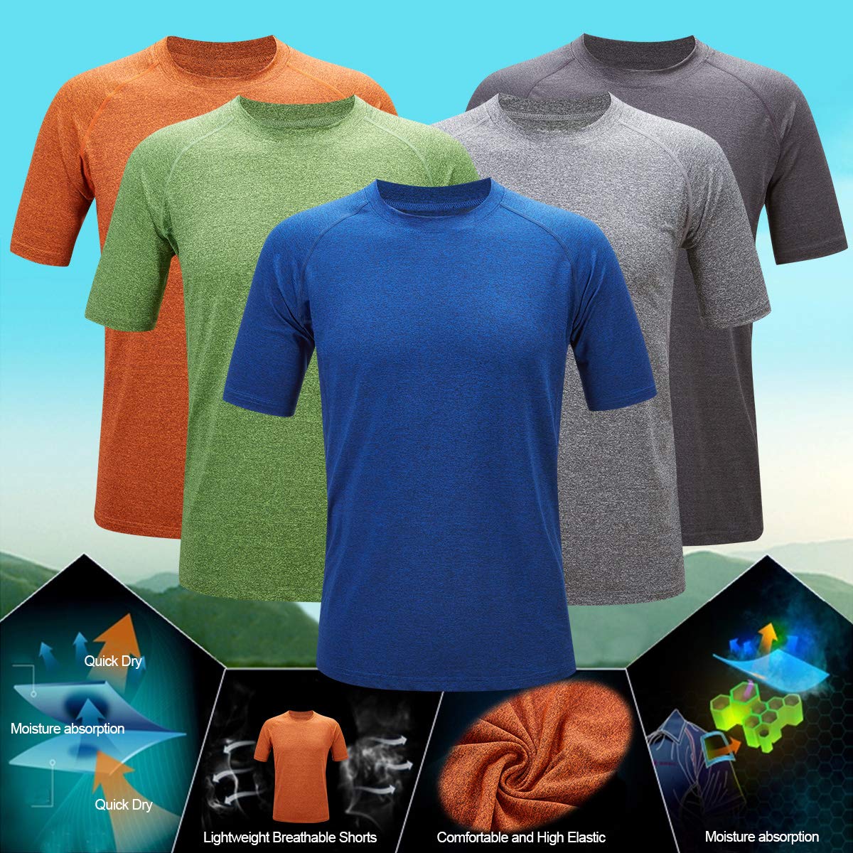 Men's athletic short-sleeve T-shirt, lightweight, quick-drying, breathable—suitable for running, fitness, and other sports.