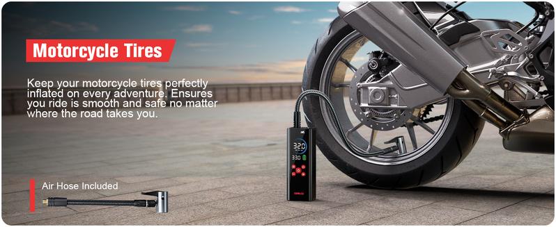 GOOLOO AP150 PRO Portable air compressor-150PSI High-Pressure with Colar Led Screen, Car accessories for Vehicle,Motorcycles,Bicycles,Balls,Cordless Tire Inflator, Springtok