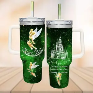 Castle Glitter Coffee Fairy 40oz Tumbler, Cartoon Movie Cup for fan, Cute Gift for Her
