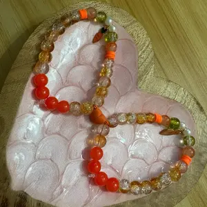 Cute Matching Bracelets with Carrot Charms - Colorful Beads & Orange Accents for Stylish Accessory