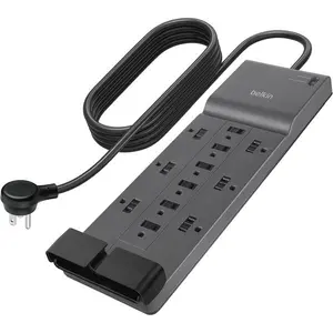 Belkin 12-Outlet Surge Protector Power Strip w/ 12 AC Outlets & 8ft Flat Plug, UL-Listed Heavy-Duty Extension Cord for Home, Office, Travel, Computer, Laptop, Charger - 3,940 Joules of Protection