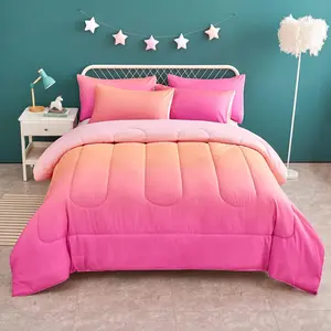 Rainbow  Comforter Sets  Size for Teen Girl Women, Pink Orange Ombre Comforter with Pillowcase,Ultra Soft Microfiber 2 count Bedding Set,All Season (Rainbow D, )