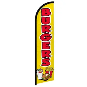 Windless Burger Flag with Pole - Outdoor Banners, Party Decoration Supplies, Home Festive Decor (Backdrops & Banners Category)