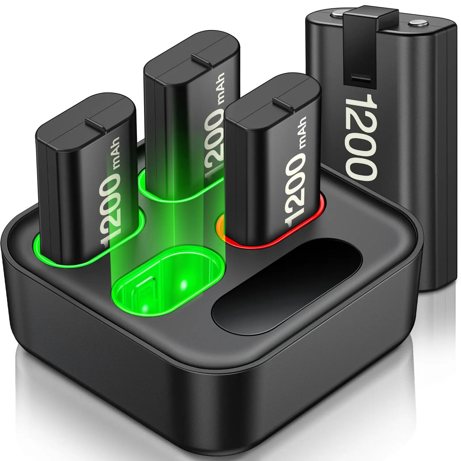 2 x 1200mAh Battery Pack Xbox Controller Battery Pack for Xbox Series X|S/Xbox One S/X/Elite, Xbox One Rechargeable Battery Pack with Fast Charger Station for Xbox Wireless Controller