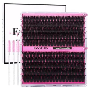 DIY Lash Extension Kit Volume Thick Lash Clusters D Curl 80D+100D 10-16MM Eyelash Extension Kit Individual Lashes Lash Cluster Kit For Beginners (No Glue)