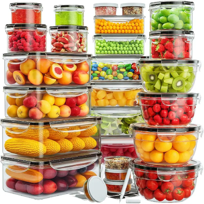 52 PCS Food Storage Containers with Lids Airtight (26 Lids & 26 Containers)- Reusable Plastic Leakproof Meal-Prep Container for Kitchen Storage Organization Microwave/Dishwasher Safe with Labels & Pen