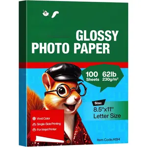 100 Sheets Thick Inkjet Glossy Photo Paper Picture 8.5x11 62lb 230g 11.1mil Cardstock Postcard Brochure For Dye Ink Inkjet Printer