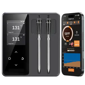 Wireless BT Meat Thermometer, Stainless Steel Modern Smart APP & Standalone Base Digital Food Thermometer for Cooking, Grilling, Smoking, Oven, Kitchen Utensils & Gadgets