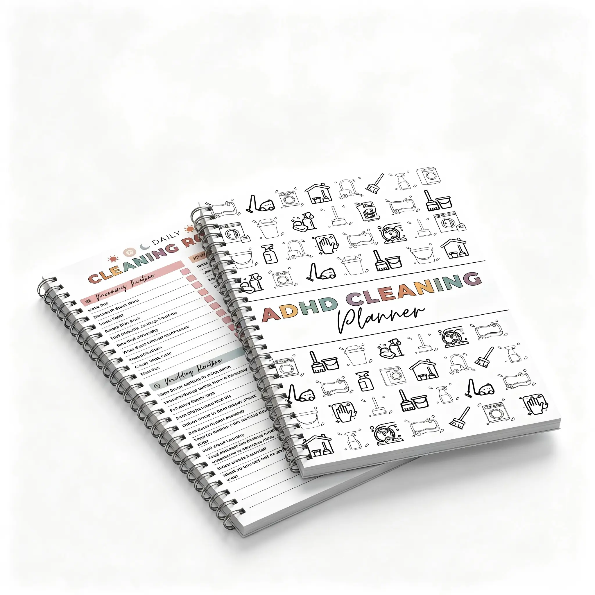 ADHD Cleaning Spiral Notebook, Office Stationery Household Chore Task Organizer for Home Cleaning Tracking & Habit Building