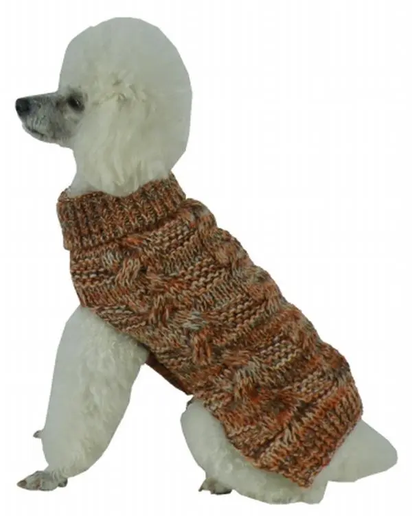 Royal Bark Heavy Cable Knitted Designer Fashion Dog Sweater, Large