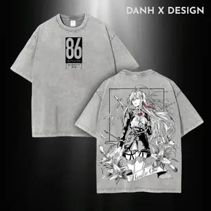 Vladilena Milizé 86 Eighty-Six Oversized Vintage Tee – Retro Washed Anime Streetwear Shirt, War Commander Light Novel Inspired Graphic Fashion Otaku