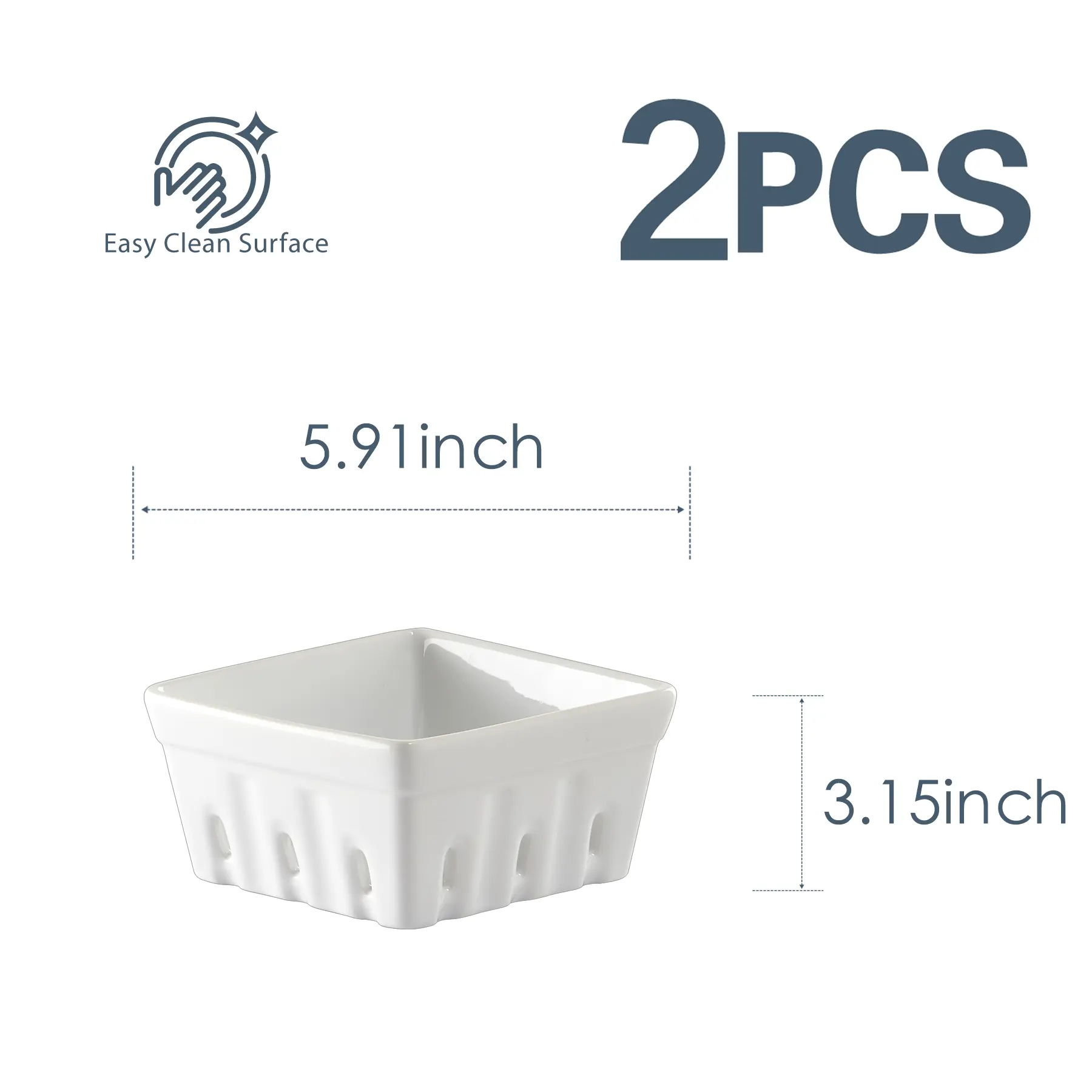 ONEMORE Ceramic Square-Holed Berry Organiser - Classic Kitchen Storage Basket, Decor Pot with Filter & Waterproof Design