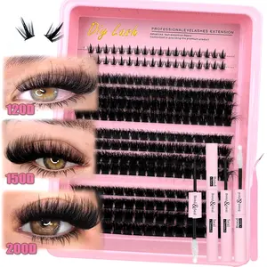 120D+150D+200D/60D+80D+100D 3 styles mixed+36 pieces of bottom single eyelash cluster segmented pointed lower eyelashes Mixed Style D Curl DIY Eyelash Extension Kit, 272pcs/240pcs, 6-16mm Long Mixed Volume Lashes, Natural & Dramatic Look