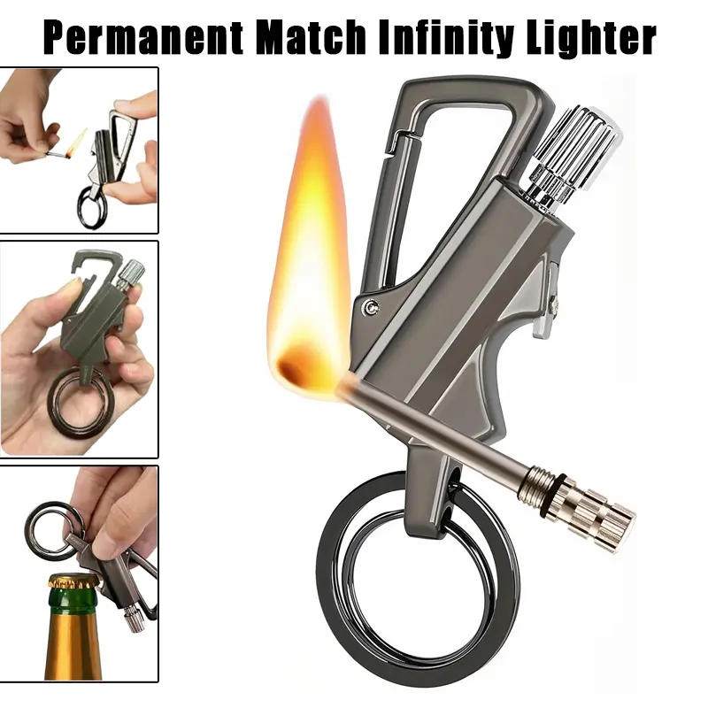 Reusable Waterproof Flint Lighter - with Keychain, Bottle Opener, Hidden Cricket Prank Fun - Waterproof Spark Fire Start Tool for Outdoor Camping, Hike-Day Backup Car Interior Accessory