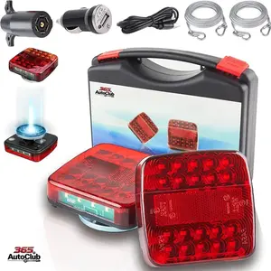 Magnetic Wireless Trailer LED Light Kit Upgrade Rechargeable Wireless Trailer Tow Lights IP65 Waterproof 10-Hour Battery Life 100 FT Signal Synchronization for Towing Truck Camper RV Boat Heavy Duty Universal Trailer Lighting