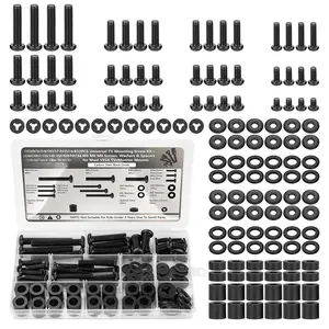 132 count Universal TV Mounting Hardware Screw Kit Set, M4 M5 M6 M8 Black Screws and Washers Spacers, Replacement Screws for TV VESA Mounting Compatible Hardware for Mounting  TVs/Monitors up to 80"