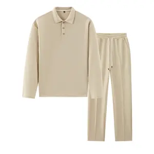Men's 2pcs Set: Clean, Comfortable, Breathable Long-Sleeve Shirt and Drawstring Pants