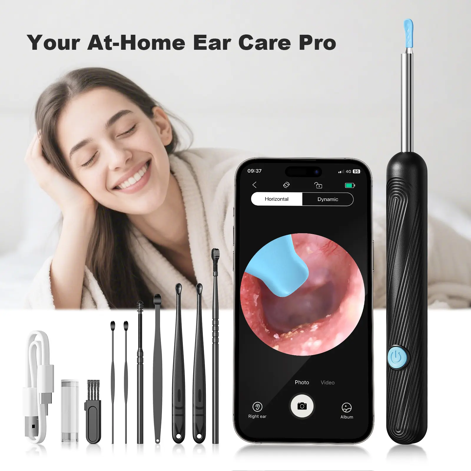 [DealsForYouDays] Rechargeable 1080P HD Waterproof Ear Cleaner Tool with Camera, 6 Ear Spoons,  Safe Ear Cleaning Kit