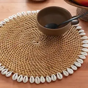 Rattan Placemats with Shells