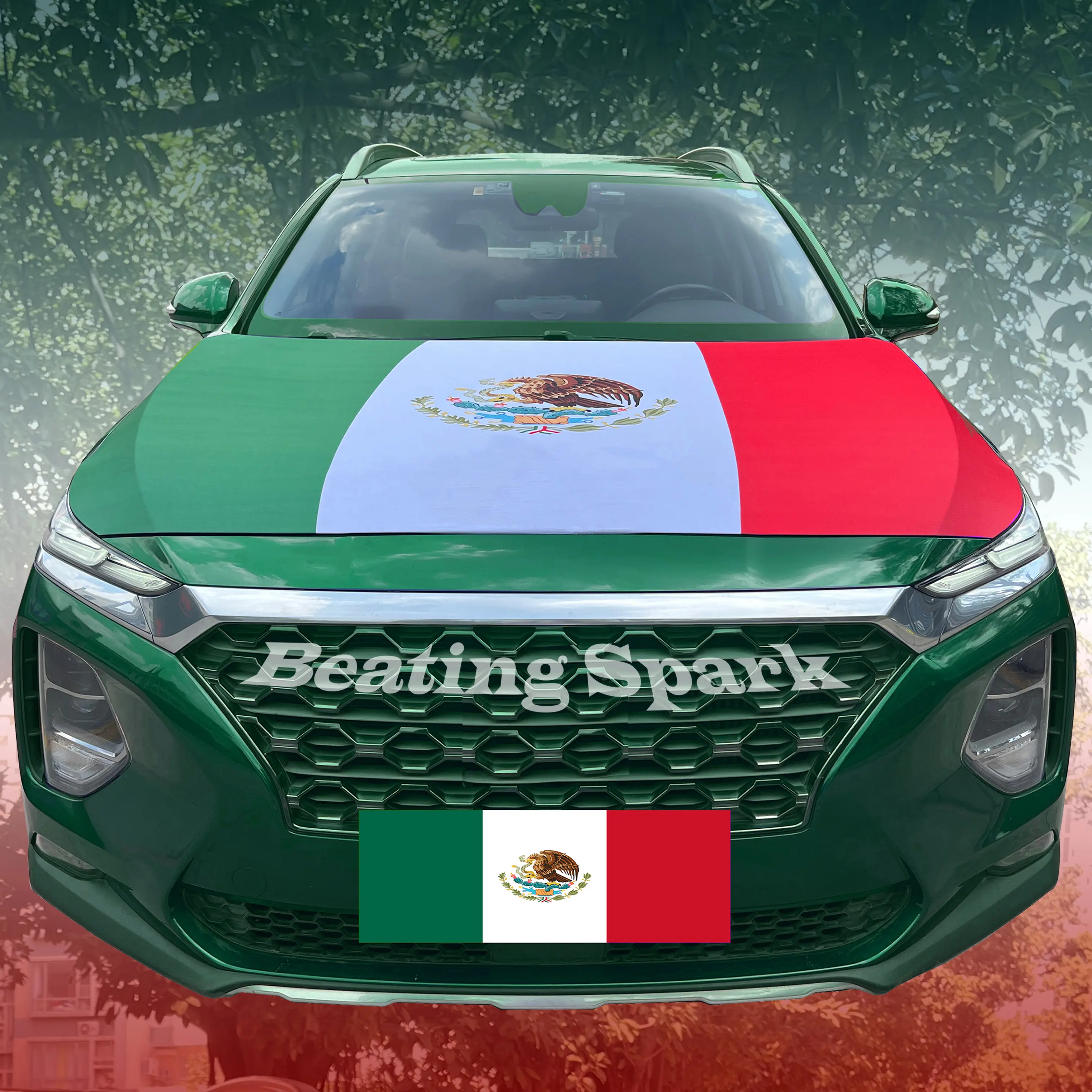 Patriotic Mexico Flag Car Hood Cover 4×5 Ft,Mexico National Day- High Quality Sublimation Printed Car Hood Flag, Engine Flag,Vehicle,Decoration Universal Car Sticker Decals For Truck