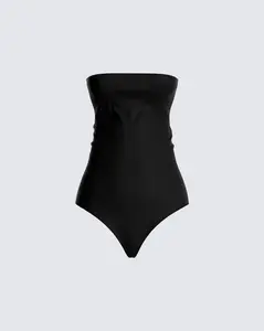 Vicky Black Strapless Bodysuit