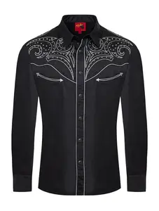 Men's Western Cowboy Embroidery Shirt-PS500D-1001