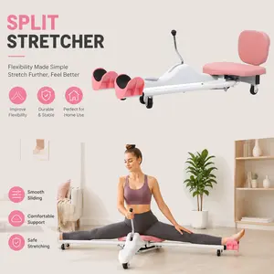 Professional Leg Split Stretcher Machine with Cushioned Backrest Seat, Crank-Controlled Leg Flexibility Trainer with Rolling Wheels, Compact Home Fitness Gear for Yoga Dance Gymnastics Martial Arts