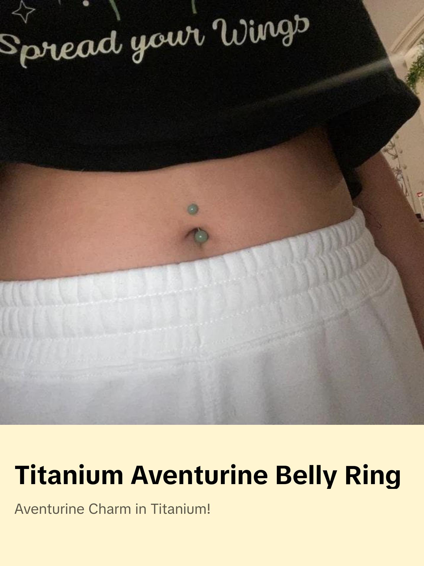Titanium Ti6Al4V ELI Implant Grade Green Aventurine Natural Stone Belly Ring 14g (1.6mm) Piercing 8mm 10mm 12mm