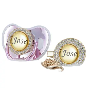 MIYOCAR Custom Gold Bling Baby Pacifier with Personalized Clip Bling Binky for Newborns and Babies gold  pacifier