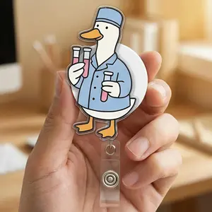 Funny Laboratory Technician Goose Badge Reel, Lab Tech ID Holder, Got Too Silly Scientist Badge Reel accessories, Goose Badge Reel D3EH21-4